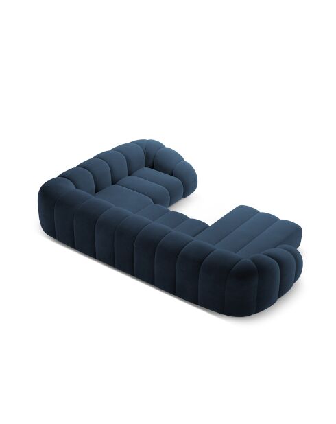 Panorama-Sofa (linke Seite) Velvet Lyna 6-Sitzer Königsblau — 355 x 225 x 72 cm