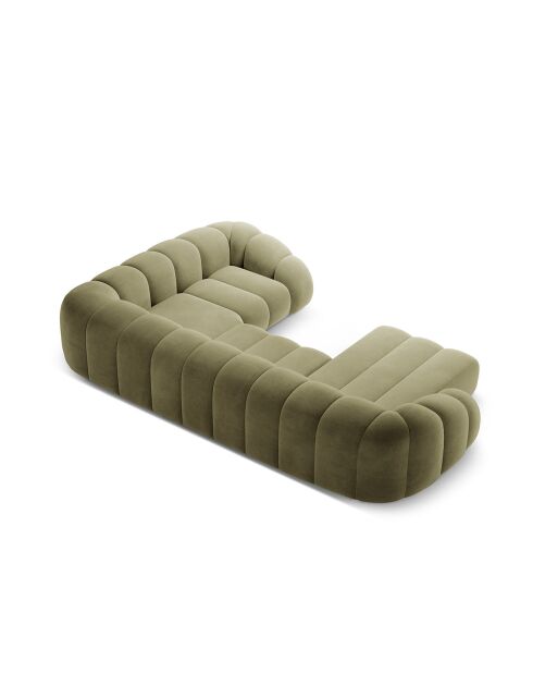 Divano Panoramico (Lato Sinistro) Velvet Lyna 6 Posti Verde - 355x225x72 cm