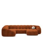 Canapé Panoramique (Côté Gauche) Velours Lyna 6 Places terracotta - 355x225x72 cm