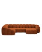 Canapé Panoramique (Côté Gauche) Velours Lyna 6 Places terracotta - 355x225x72 cm