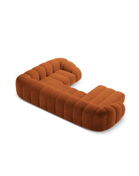 Panorama-Sofa (linke Seite) Velvet Lyna 6-Sitzer Terrakotta — 355 x 225 x 72 cm