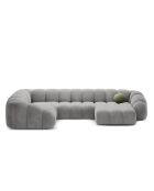 Canapé Panoramique (Côté Gauche) Velours Lyna 6 Places gris - 355x225x72 cm