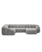 Canapé Panoramique (Côté Gauche) Velours Lyna 6 Places gris - 355x225x72 cm