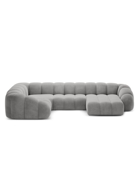 Canapé Panoramique (Côté Gauche) Velours Lyna 6 Places gris - 355x225x72 cm