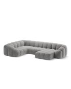 Canapé Panoramique (Côté Gauche) Velours Lyna 6 Places gris - 355x225x72 cm