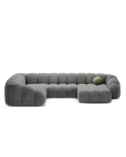 Canapé Panoramique (Côté Gauche) Velours Lyna 6 Places gris foncé - 355x225x72 cm