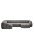 Canapé Panoramique (Côté Gauche) Velours Lyna 6 Places gris foncé - 355x225x72 cm