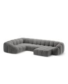 Canapé Panoramique (Côté Gauche) Velours Lyna 6 Places gris foncé - 355x225x72 cm