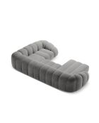Canapé Panoramique (Côté Gauche) Velours Lyna 6 Places gris foncé - 355x225x72 cm