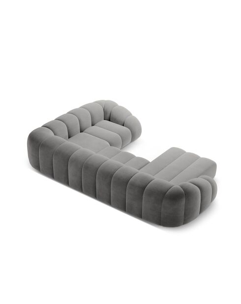 Canapé Panoramique (Côté Gauche) Velours Lyna 6 Places gris foncé - 355x225x72 cm
