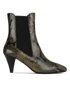 Bottines en Cuir Façon Python N°621 vert kaki