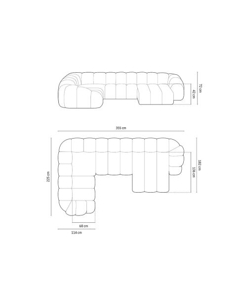 Panorama-Sofa (linke Seite) Velvet Lyna 6-Sitzer Grau - 355x225x72 cm