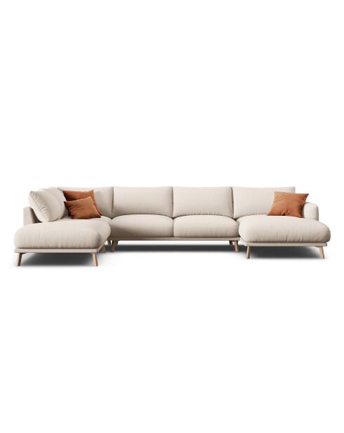 Canapé Panoramique Gauche Ouvert Margot 6 Places beige - 365x235x75 cm