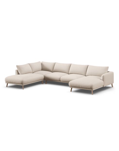 Canapé Panoramique Gauche Ouvert Margot 6 Places beige - 365x235x75 cm