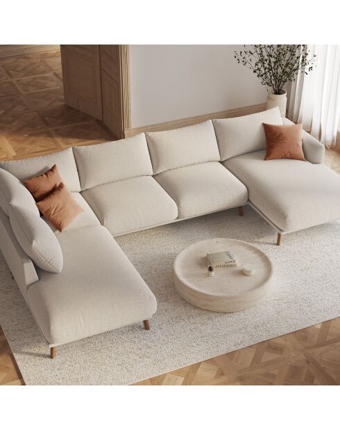 Canapé Panoramique Gauche Ouvert Margot 6 Places beige - 365x235x75 cm
