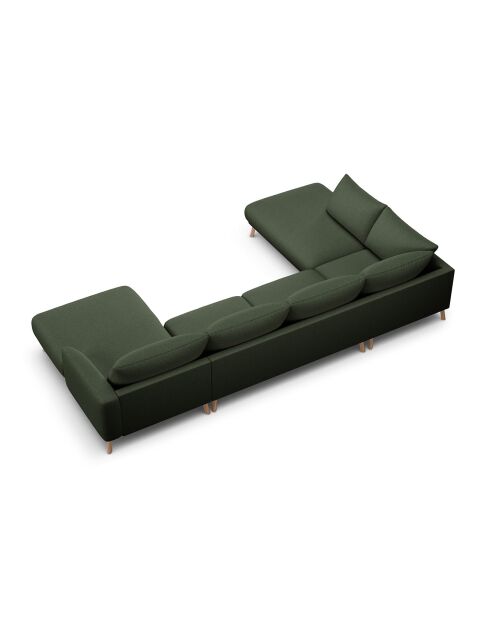Canapé Panoramique Gauche Ouvert Margot 6 Places vert mousse - 365x235x75 cm
