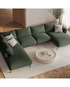 Canapé Panoramique Gauche Ouvert Margot 6 Places vert mousse - 365x235x75 cm