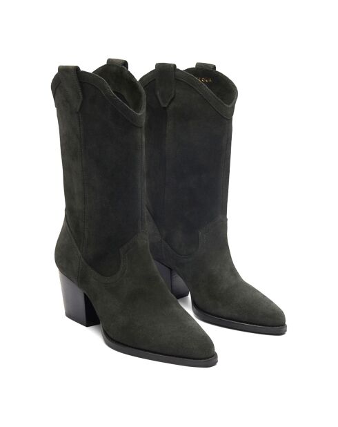 Bottes en Suède N°706 gris foncé - Talon 6 cm