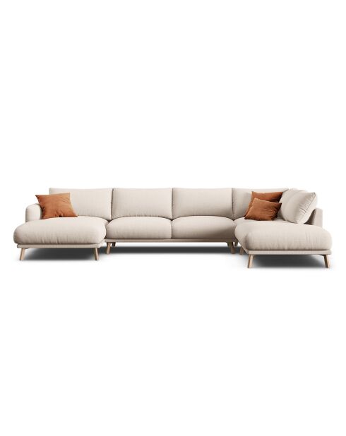 Canapé Panoramique Droit Ouvert Margot 6 Places beige - 365x235x75 cm