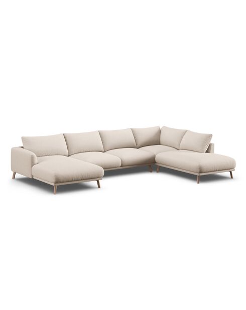Canapé Panoramique Droit Ouvert Margot 6 Places beige - 365x235x75 cm