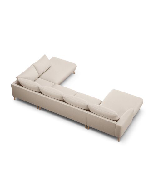 Canapé Panoramique Droit Ouvert Margot 6 Places beige - 365x235x75 cm