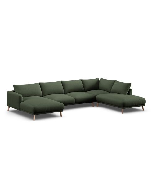 Canapé Panoramique Droit Ouvert Margot 6 Places vert mousse - 365x235x75 cm