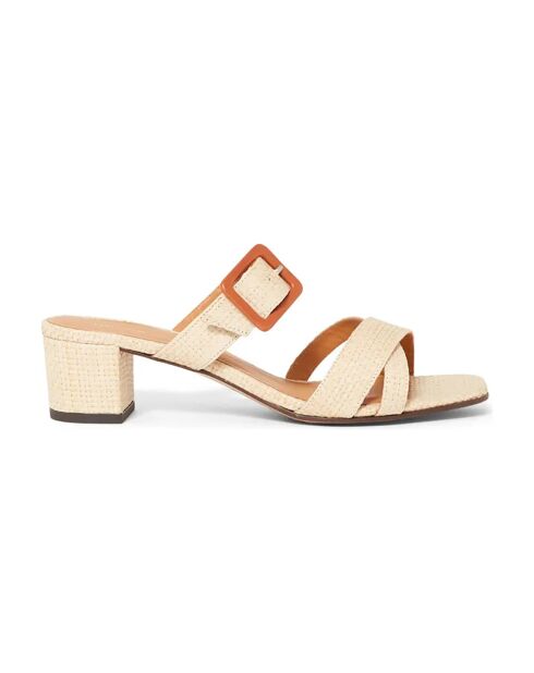 Mules en Raphia N°904 naturelles - Talon 4 cm
