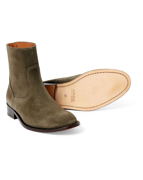 Bottines en Daim 7520 vert kaki
