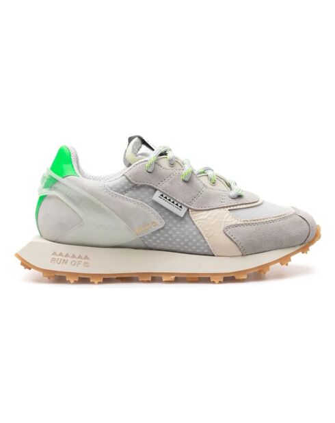 Baskets en Cuir Bodrum Pure vert fluo/gris