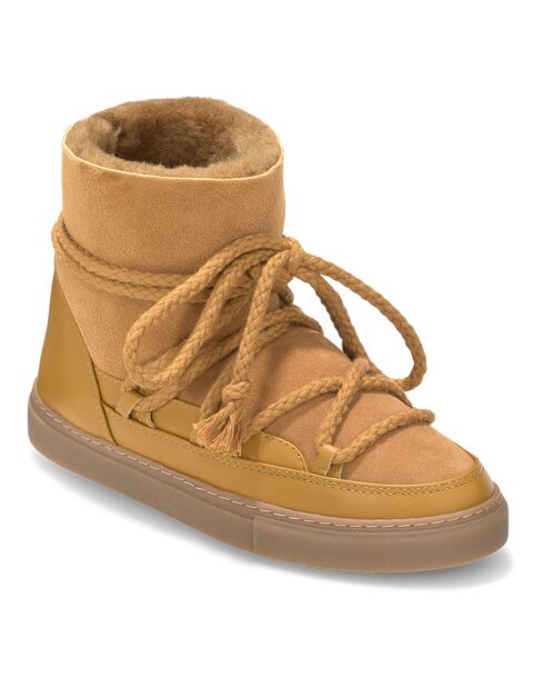 Boots en Cuir Fourrées Classic jaunes