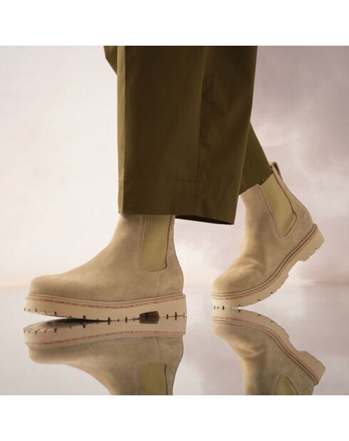Boots en Cuir Highwood Chaussant Etroit taupe