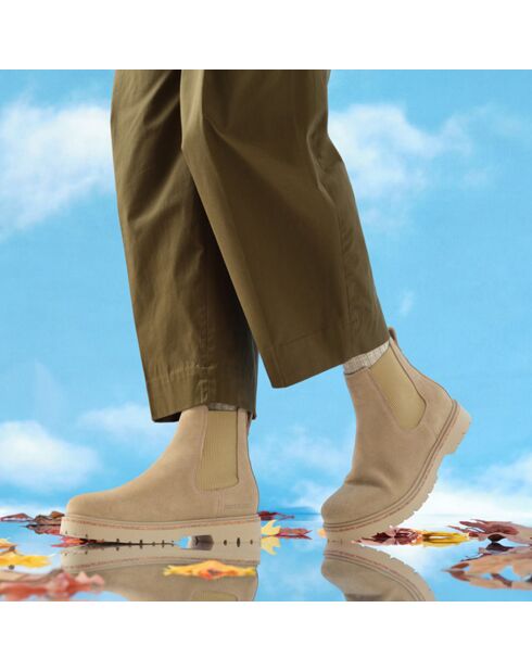 Boots en Cuir Highwood Chaussant Etroit taupe