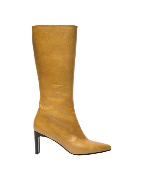 Bottes  en Cuir Hafen jaune moutarde - Talon 7.5 cm