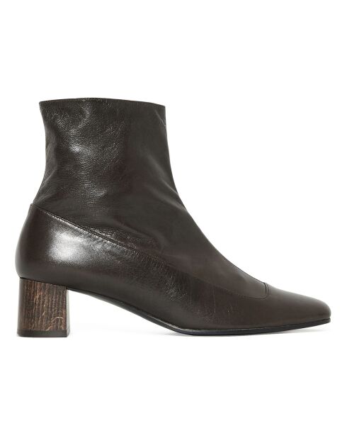 Bottines en Cuir Aymeline marron - Talon 4.5 cm