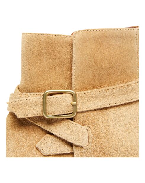 Beigefarbene Lederstiefel von Demay - 6,5 cm Absatz