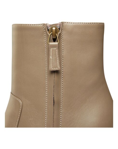 Bottines en Cuir Wasen taupe - Talon 9 cm