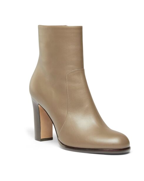 Bottines en Cuir Wasen taupe - Talon 9 cm
