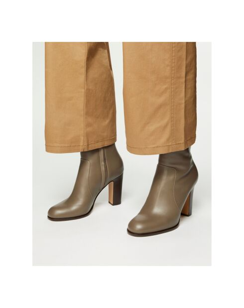 Bottines en Cuir Wasen taupe - Talon 9 cm