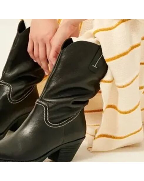 Santiags en Cuir Tannage Végétal Tiago noires - Talon 6 cm
