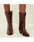 Bottes Santiags en Cuir Tiago marron - Talon 6 cm