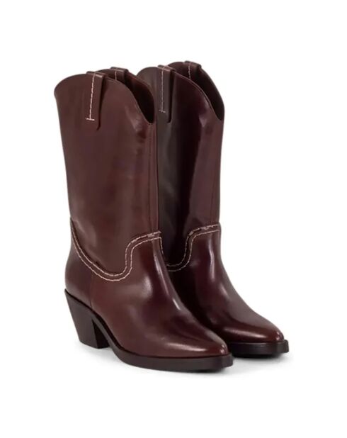 Bottes Santiags en Cuir Tiago marron - Talon 6 cm