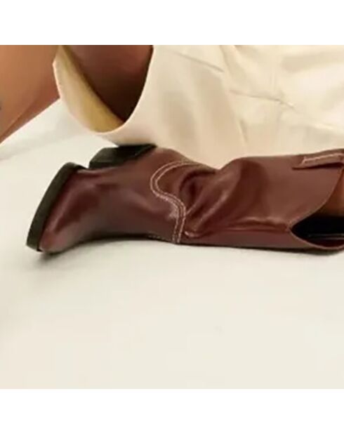 Bottes Santiags en Cuir Tiago marron - Talon 6 cm