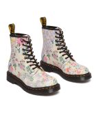 Boots à Lacets en Cuir 1460 Fleuries beiges
