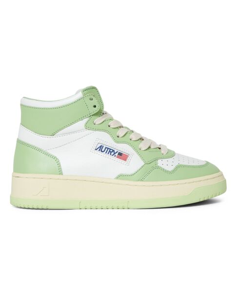 Lichtgroene Medalist Mid tweekleurige leren sneakers