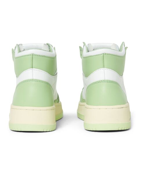 Lichtgroene Medalist Mid tweekleurige leren sneakers