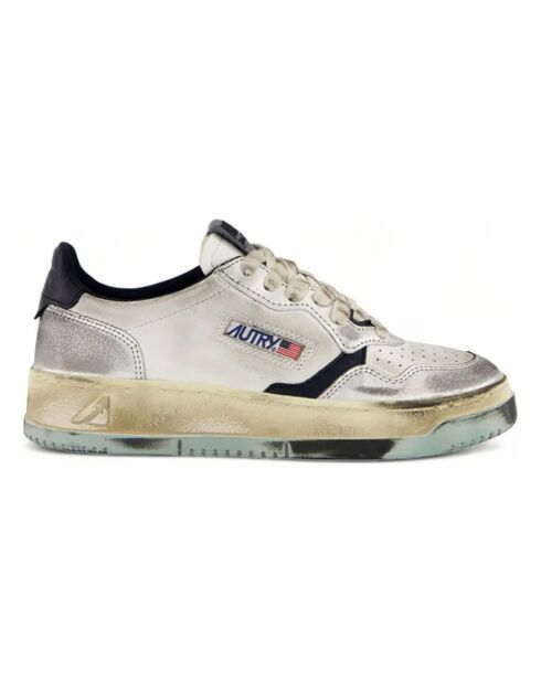 Baskets en Cuir Bicolore Super Vintage Low bleu clair/blanc