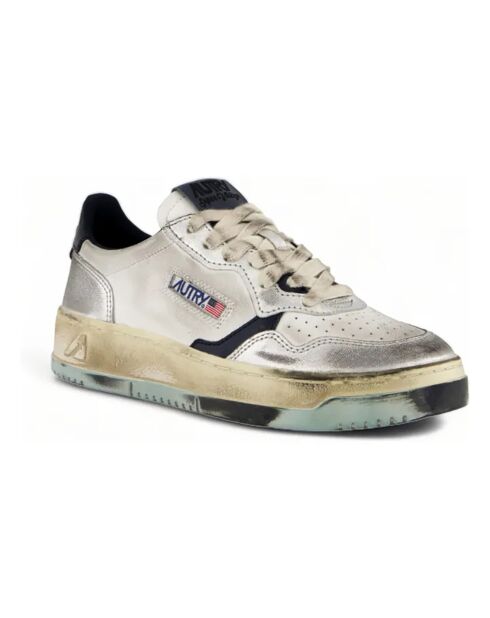Baskets en Cuir Bicolore Super Vintage Low bleu clair/blanc