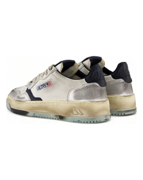 Baskets en Cuir Bicolore Super Vintage Low bleu clair/blanc