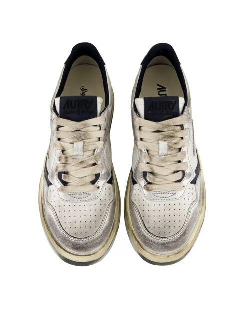 Baskets en Cuir Bicolore Super Vintage Low bleu clair/blanc