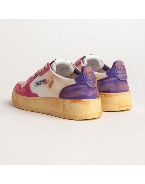 Baskets en Cuir Bicolore Super Vintage Low rose fluo